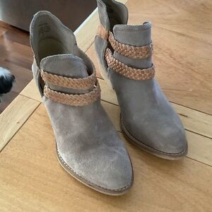 Journee Collection Braided Ankle Booties - Gray and Tan